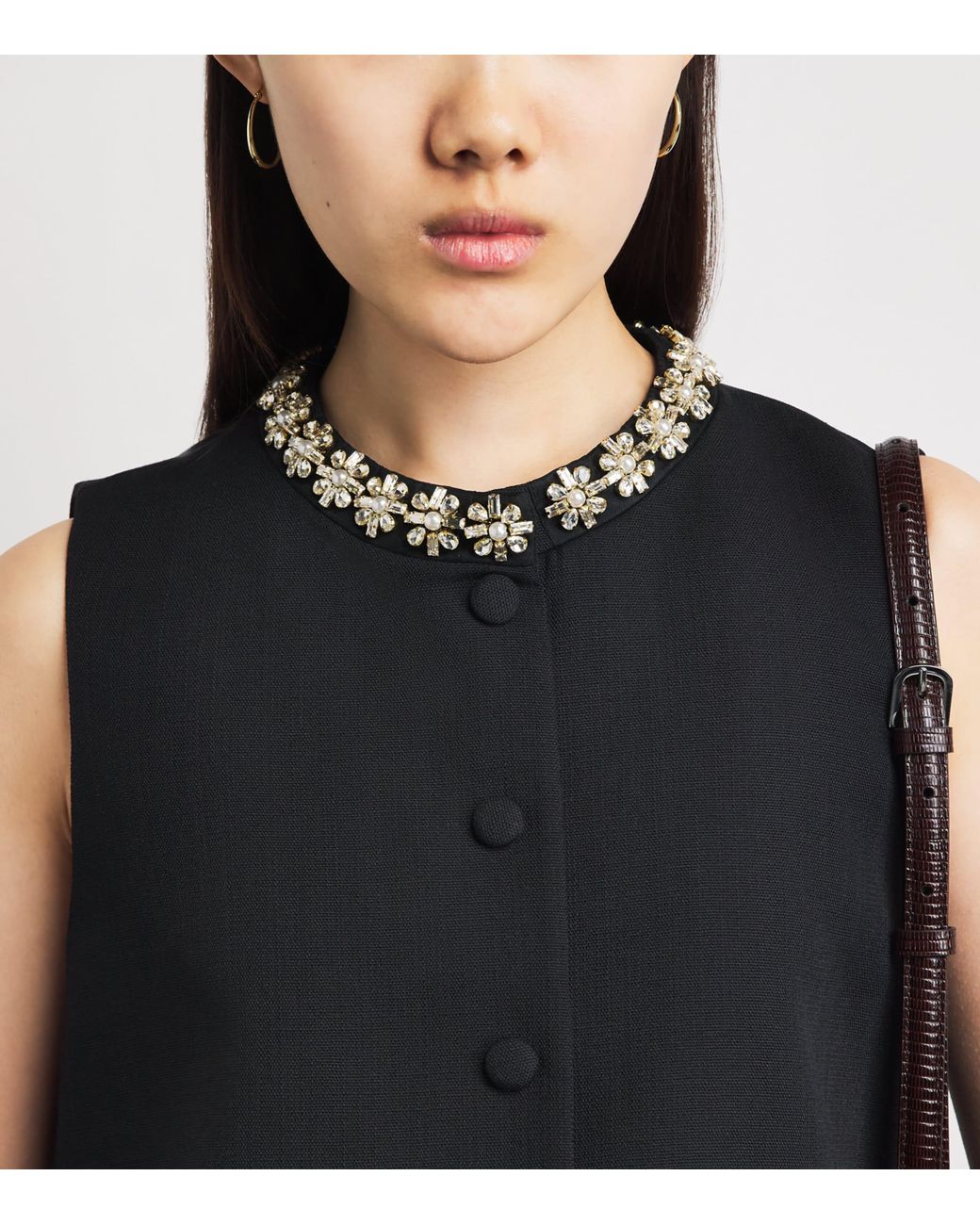 Sandro Black Wool Crystal-Embellished Waistcoat