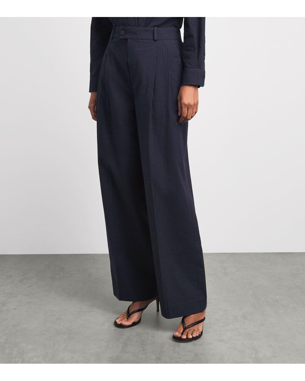 With Nothing Underneath Blue Seersucker Rampling Trousers