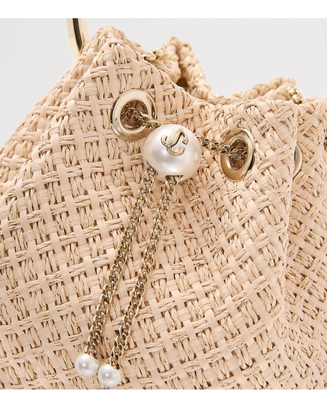 Jimmy Choo Natural Raffia Bon Bon Top-Handle Bag
