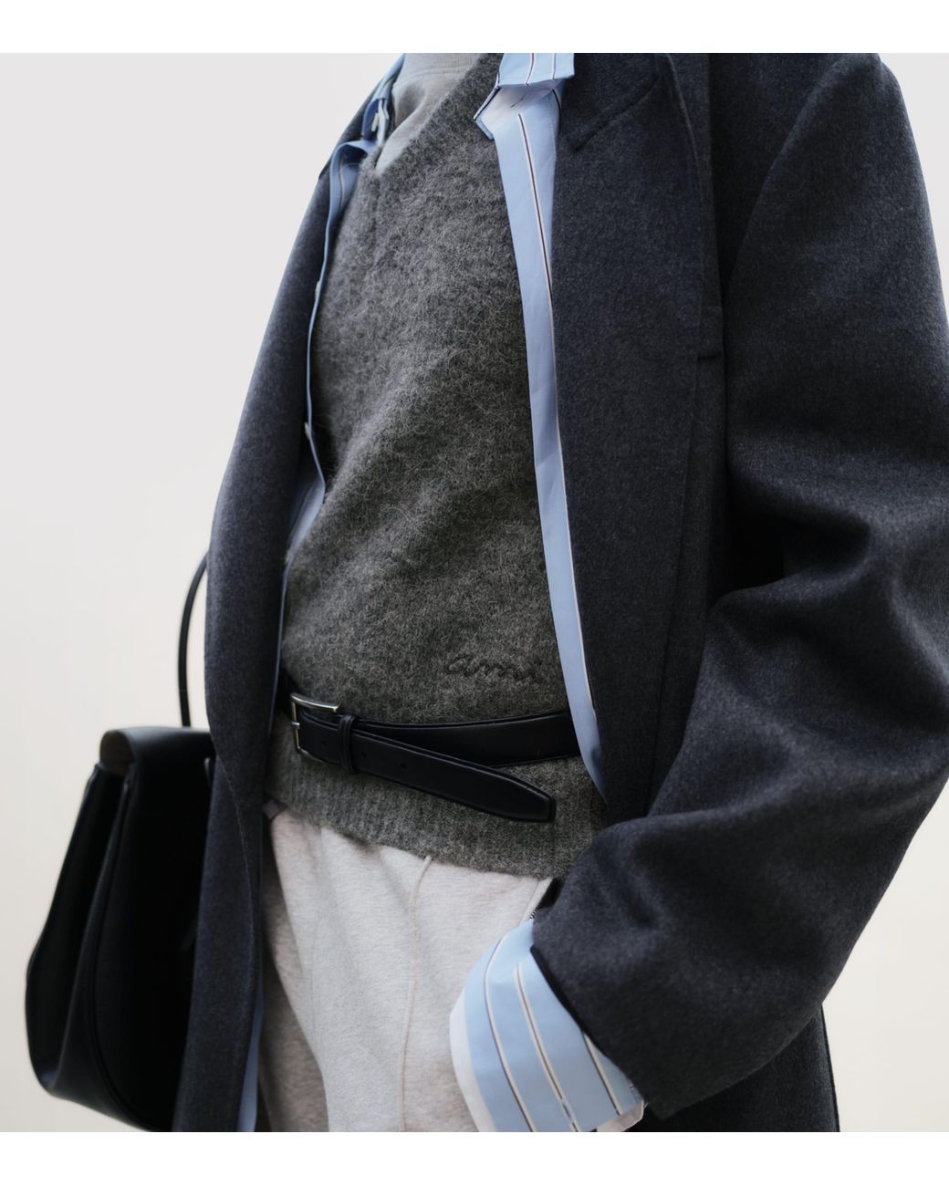 AMI Gray Wool Sleeveless Sweater