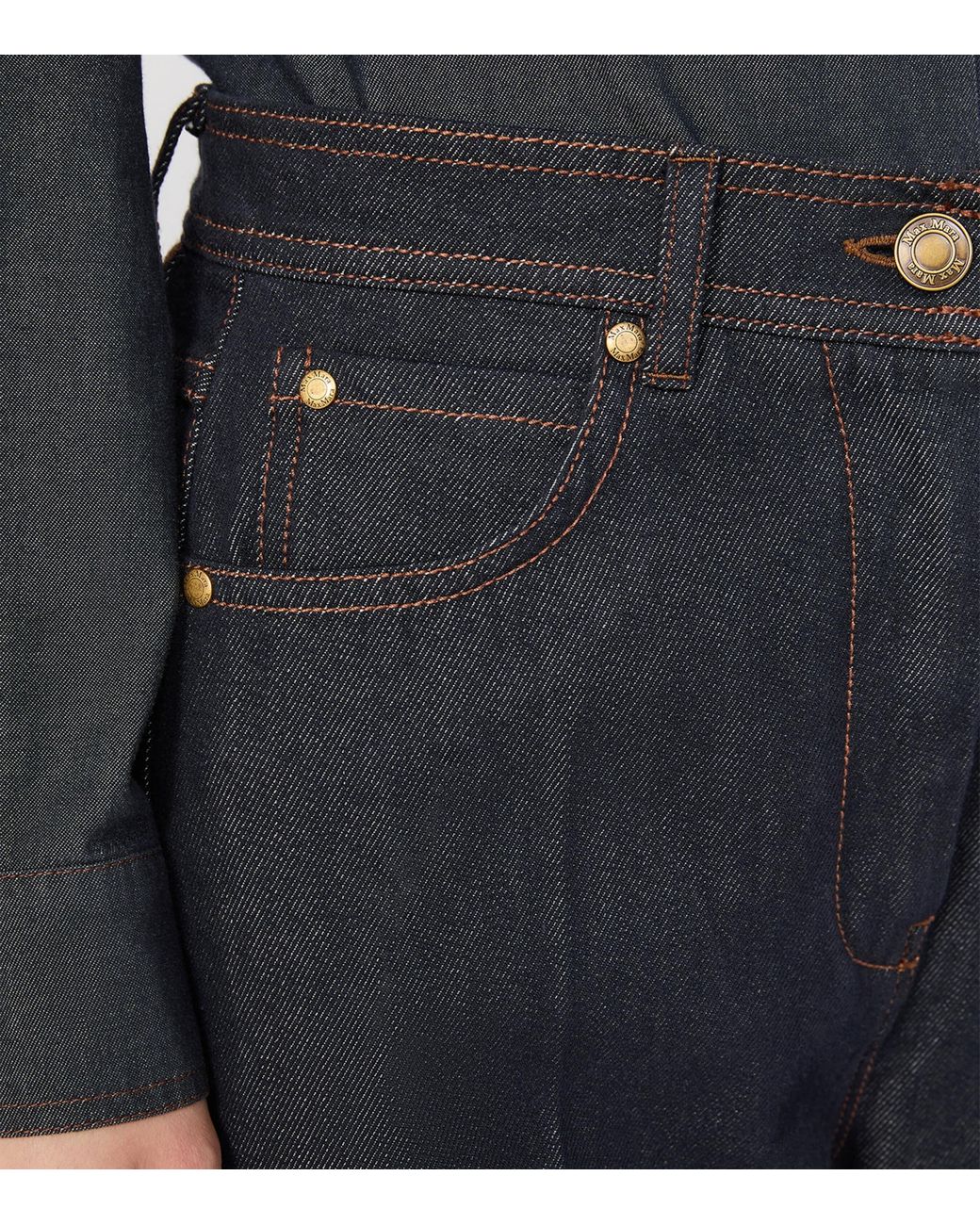 Max Mara Blue Cotton Chambray Trousers