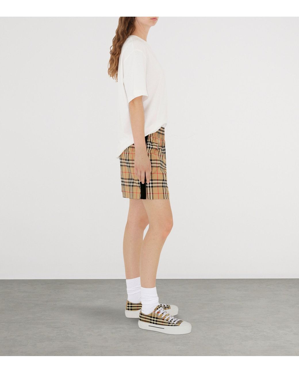 Burberry Natural Stretch-Cotton Check Shorts