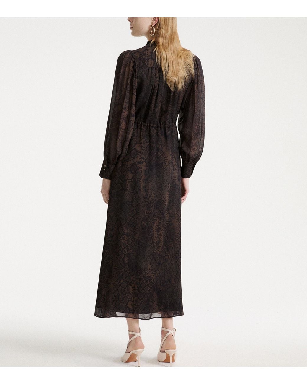 Marella Black Georgette Maxi Shirt Dress