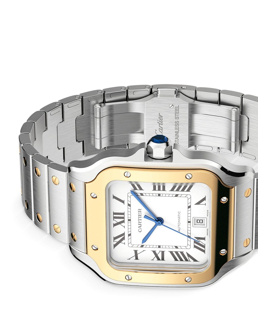 Cartier White Stainless Steel And Santos De Watch for men