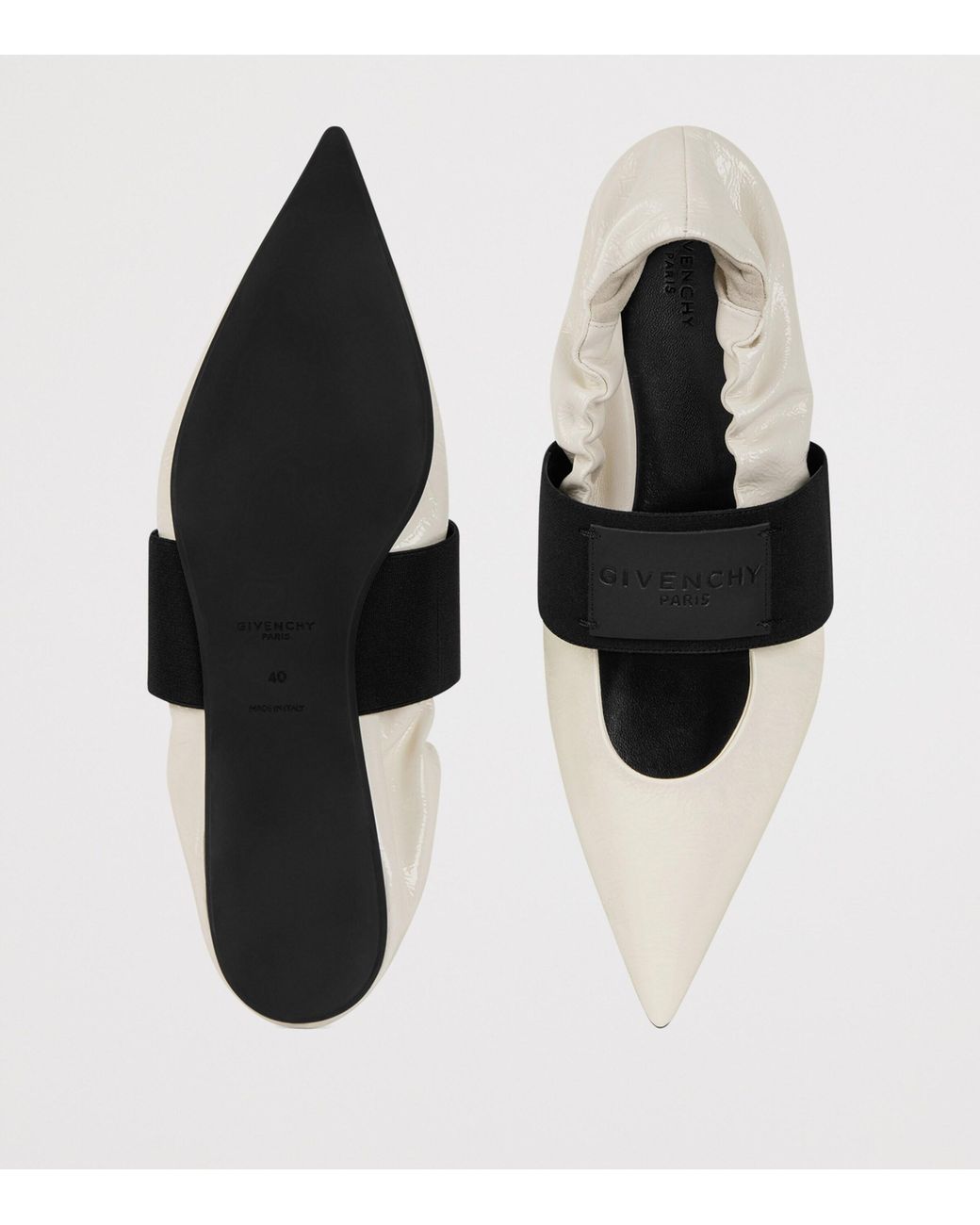 Givenchy White Leather Crush Ballet Flats