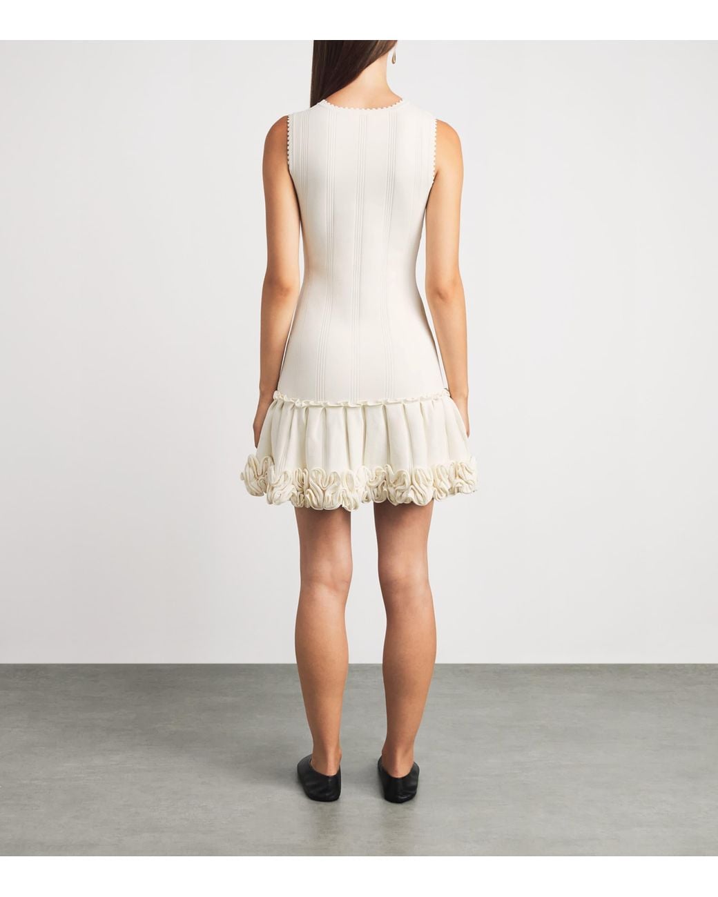 Sandro White Knitted Floral-Detail Mini Dress