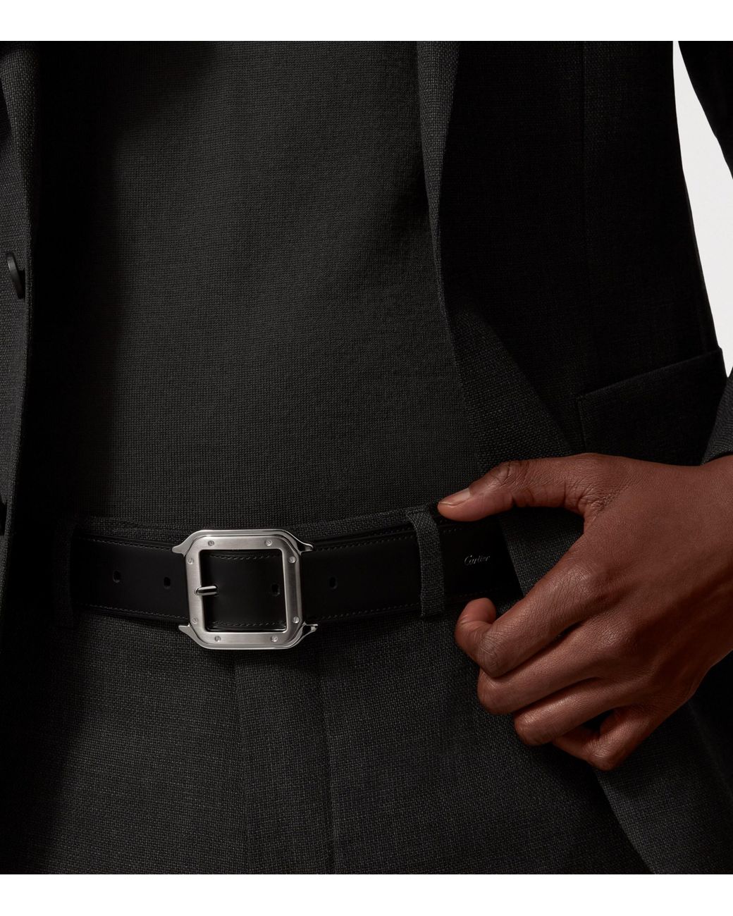 Cartier Black Leather Reversible Santos De Belt for men