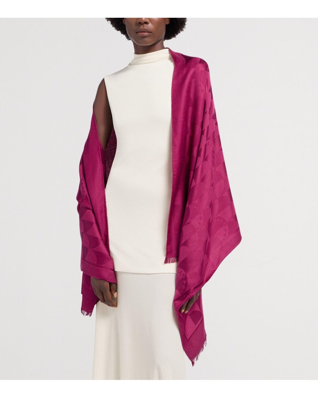 BVLGARI Purple Silk-Wool Maxi Calla Scarf