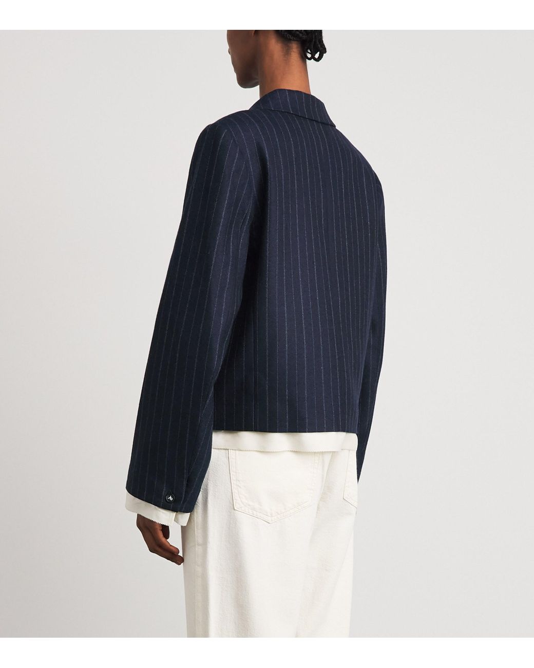 Rag & Bone Blue Wool-Blend Herringbone Stripe Lawrence Blazer