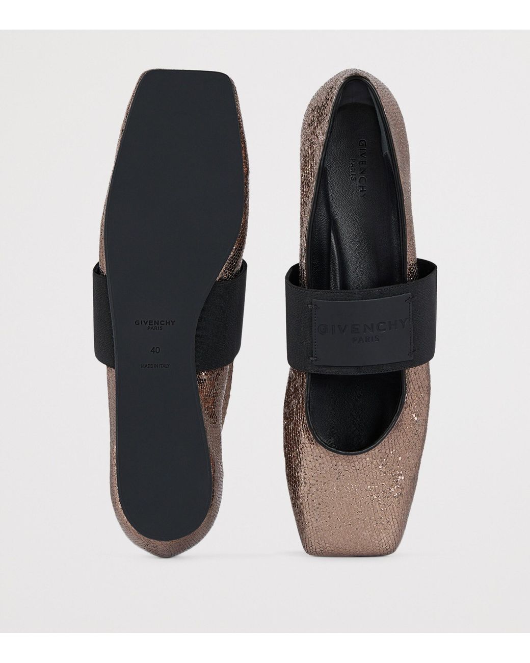 Givenchy Brown Leather Snake-Effect Ballet Flats