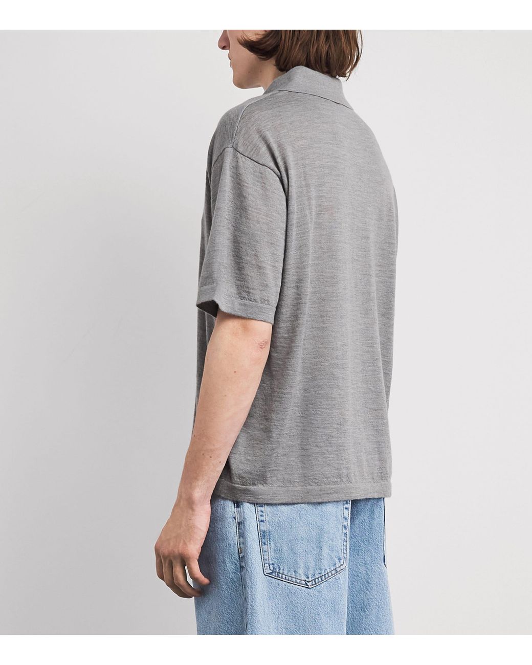 FRAME Gray Wool-Cashmere Superfine Polo Shirt for men