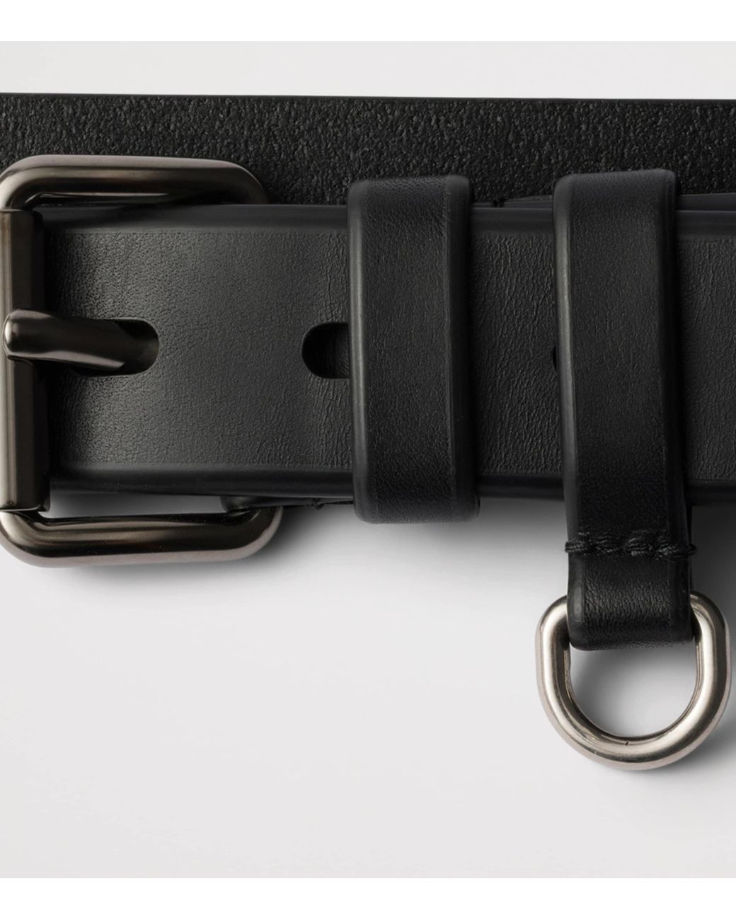 Prada Black Leather Double-Loop Belt