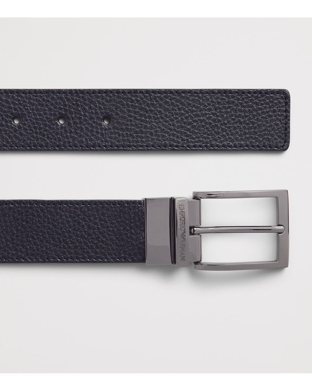 Emporio Armani Black Grained Leather Belt for men