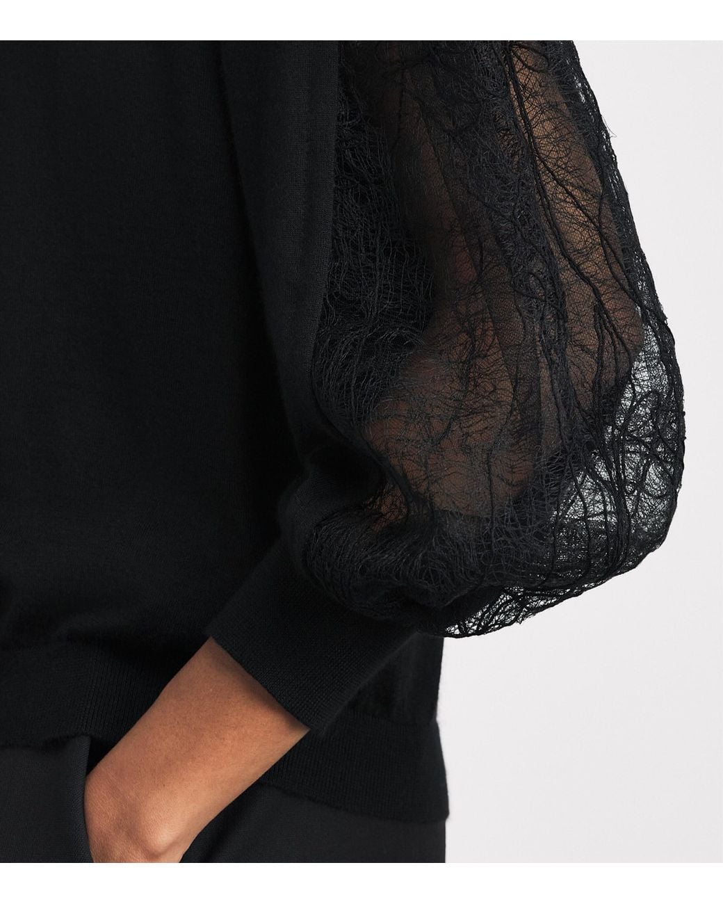 Fabiana Filippi Blue Cashmere-Silk Lace-Trim Sweater