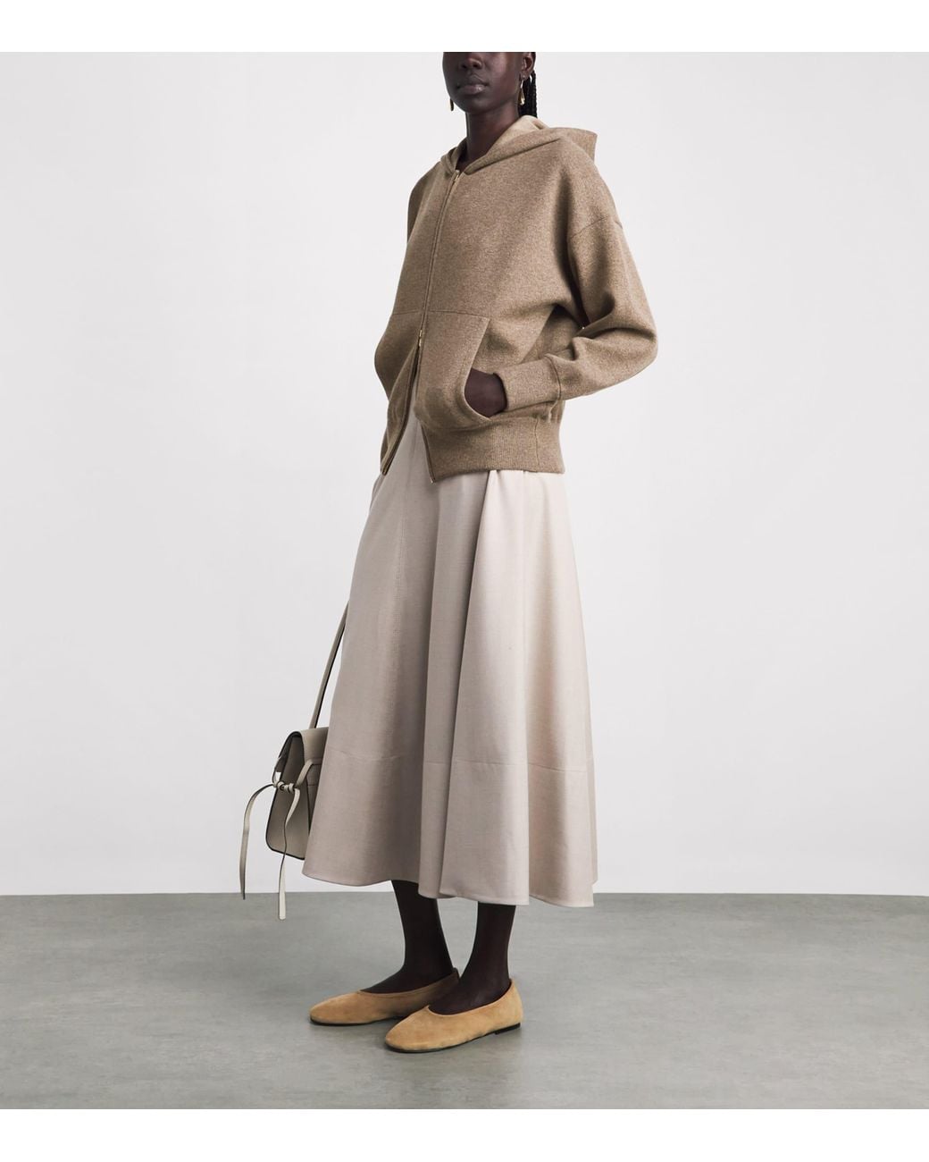 Agnona Brown Cashmere-Wool-Silk Zip-Up Hoodie