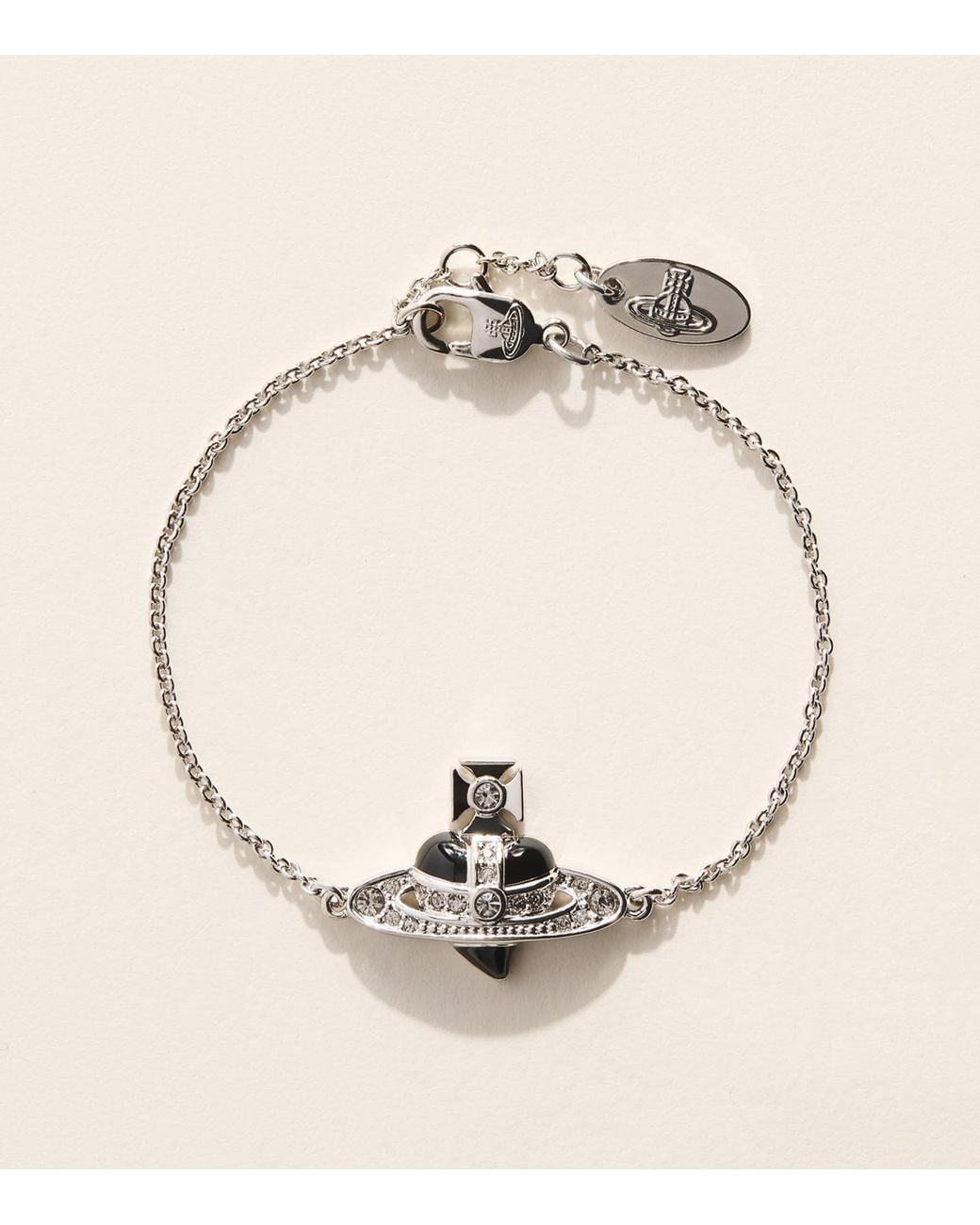 Vivienne Westwood Natural New Diamante Heart Bracelet for men