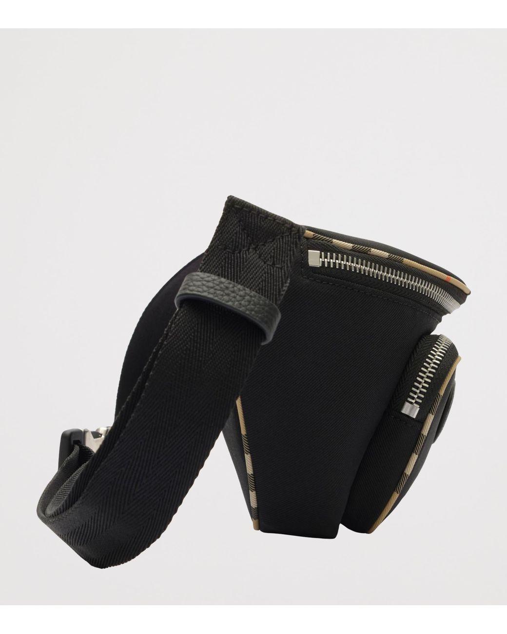 Burberry Black Check-Trim Belt Bag for men