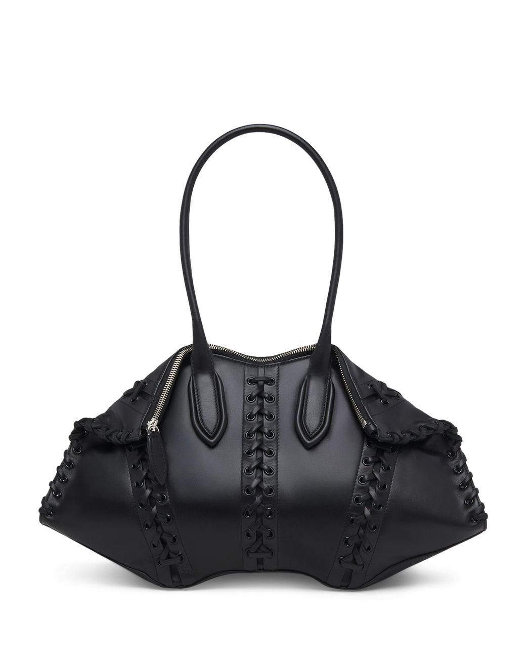 McQueen Black Leather Manta Top-Handle Bag