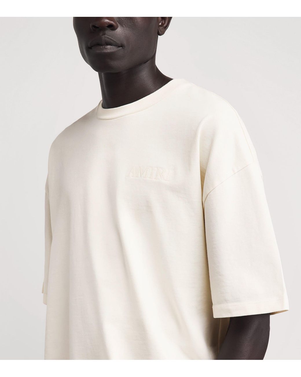 Amiri White Cotton Check Patch T-Shirt for men