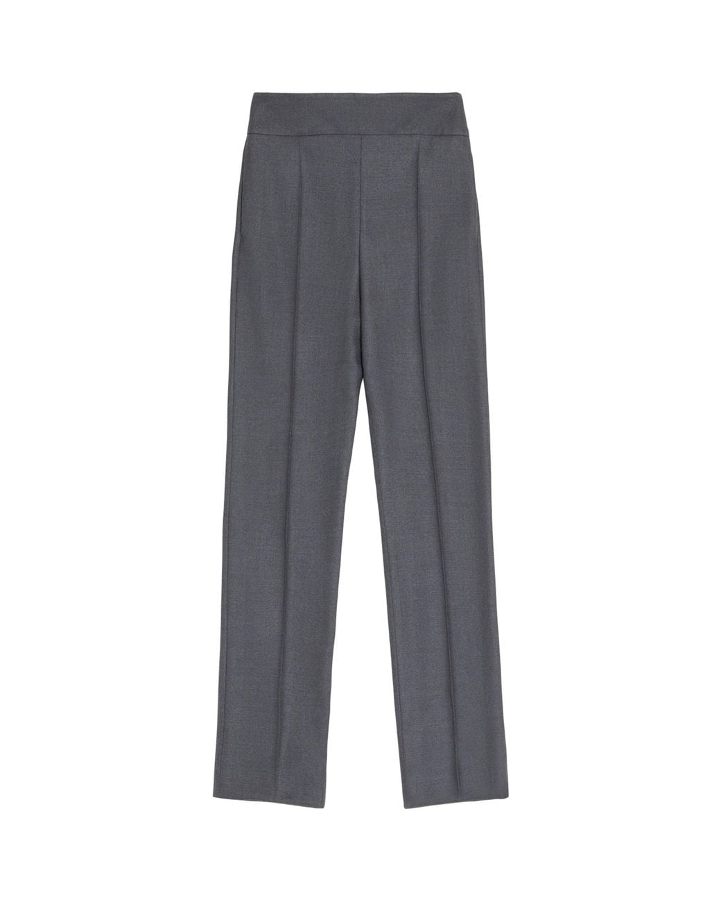 Valentino Gray Silk-Wool Straight Trousers