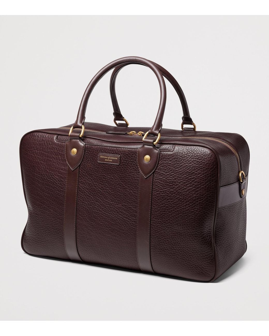 Aspinal Purple Grained Leather 36-Hour Holdall for men