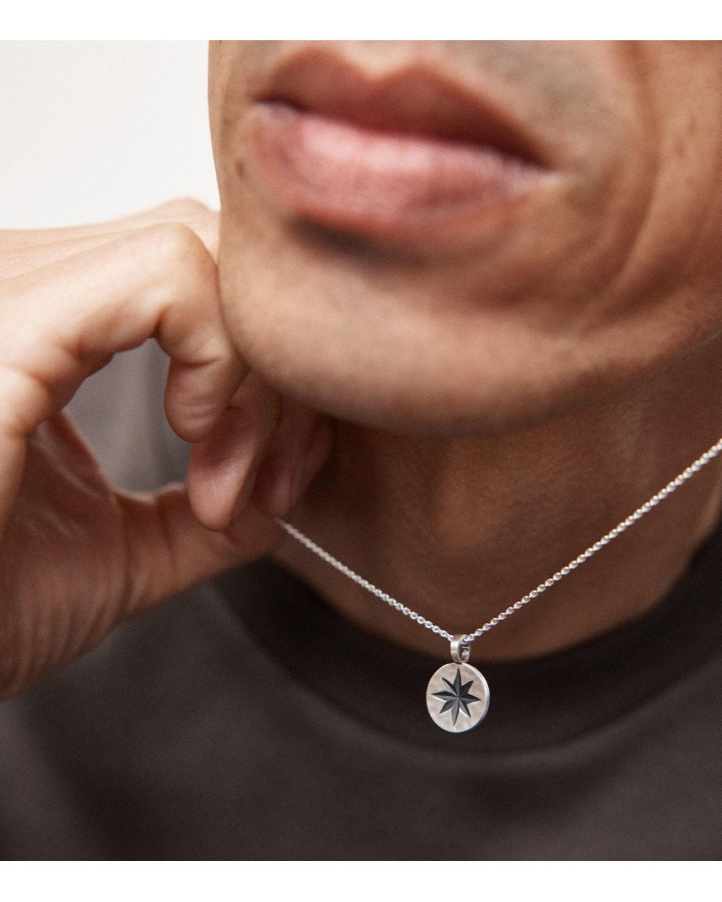 Monica Vinader Gray Sterling Guiding Star Pendant for men