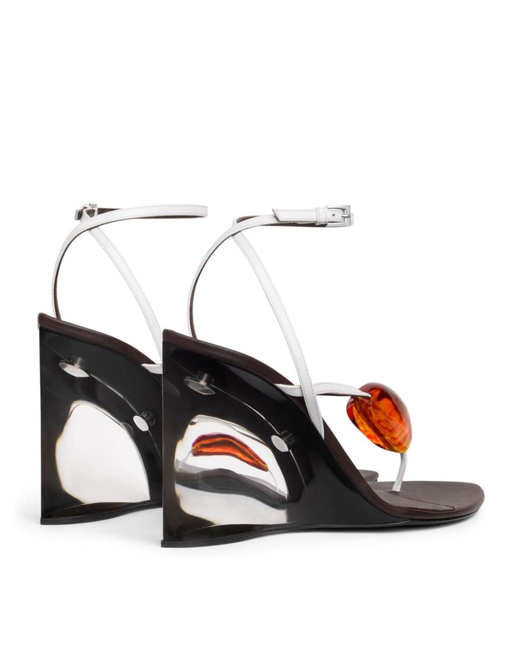 Alaïa White Leather Invisible Jewel Wedge Sandals 90