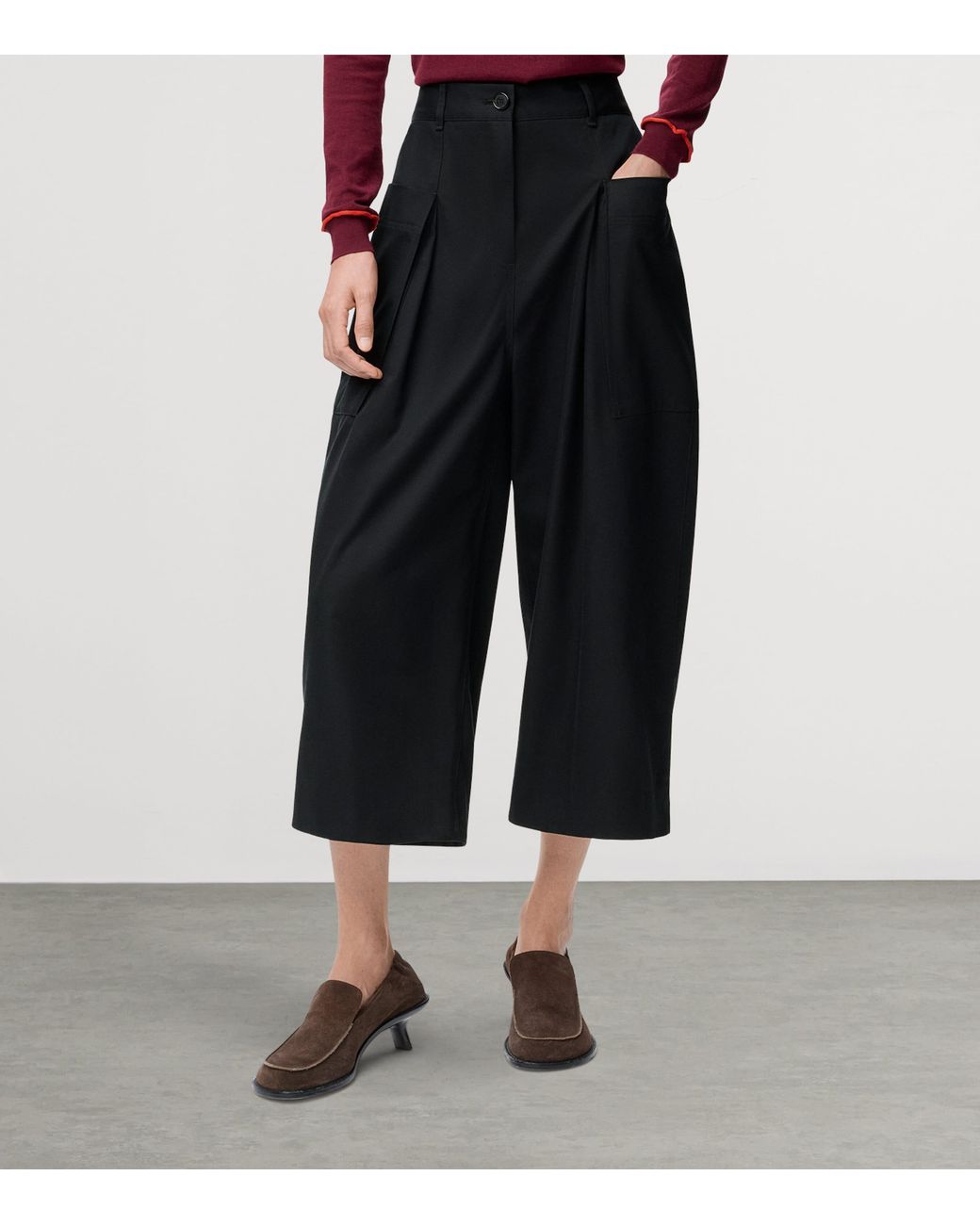 Loewe Blue Cotton-Silk Cropped Trousers
