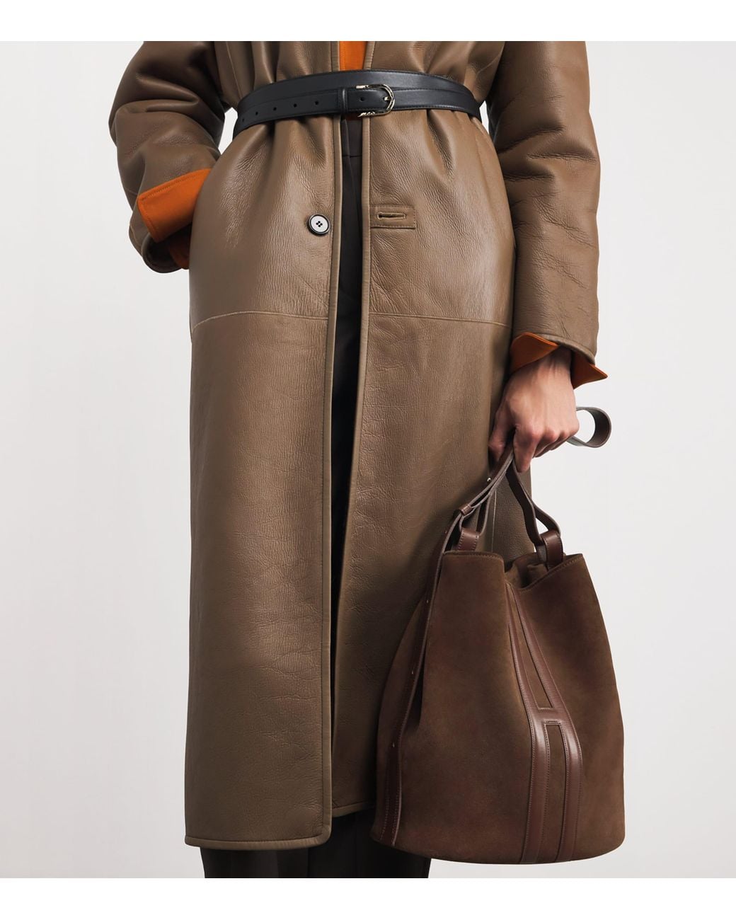 Harrods Brown X Tusting Suede H Tote Bag