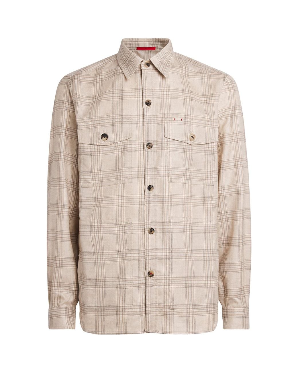 Isaia Natural Cashmere-Linen Check Overshirt for men