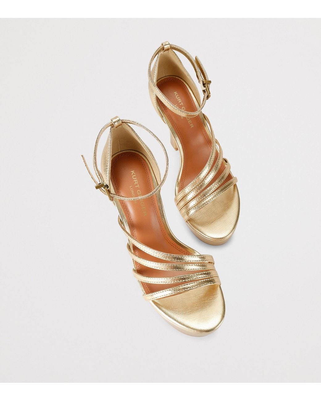 Kurt Geiger Metallic Leather Annabel Platform Sandals 130