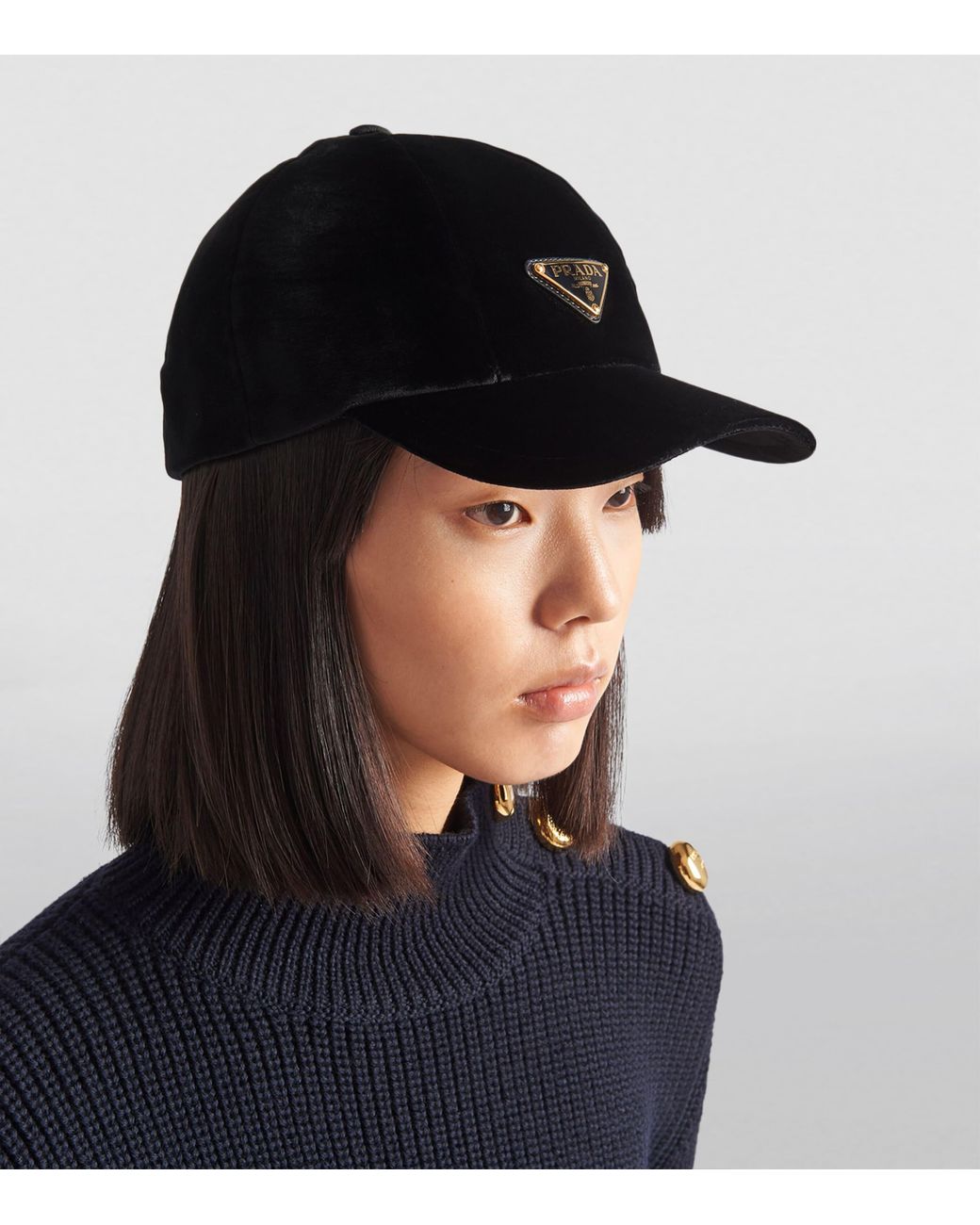 Prada Black Velvet Baseball Cap