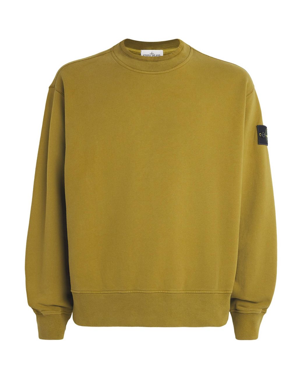 Stone Island Green Cotton Rib-Knit Compass Sweatshirt for men