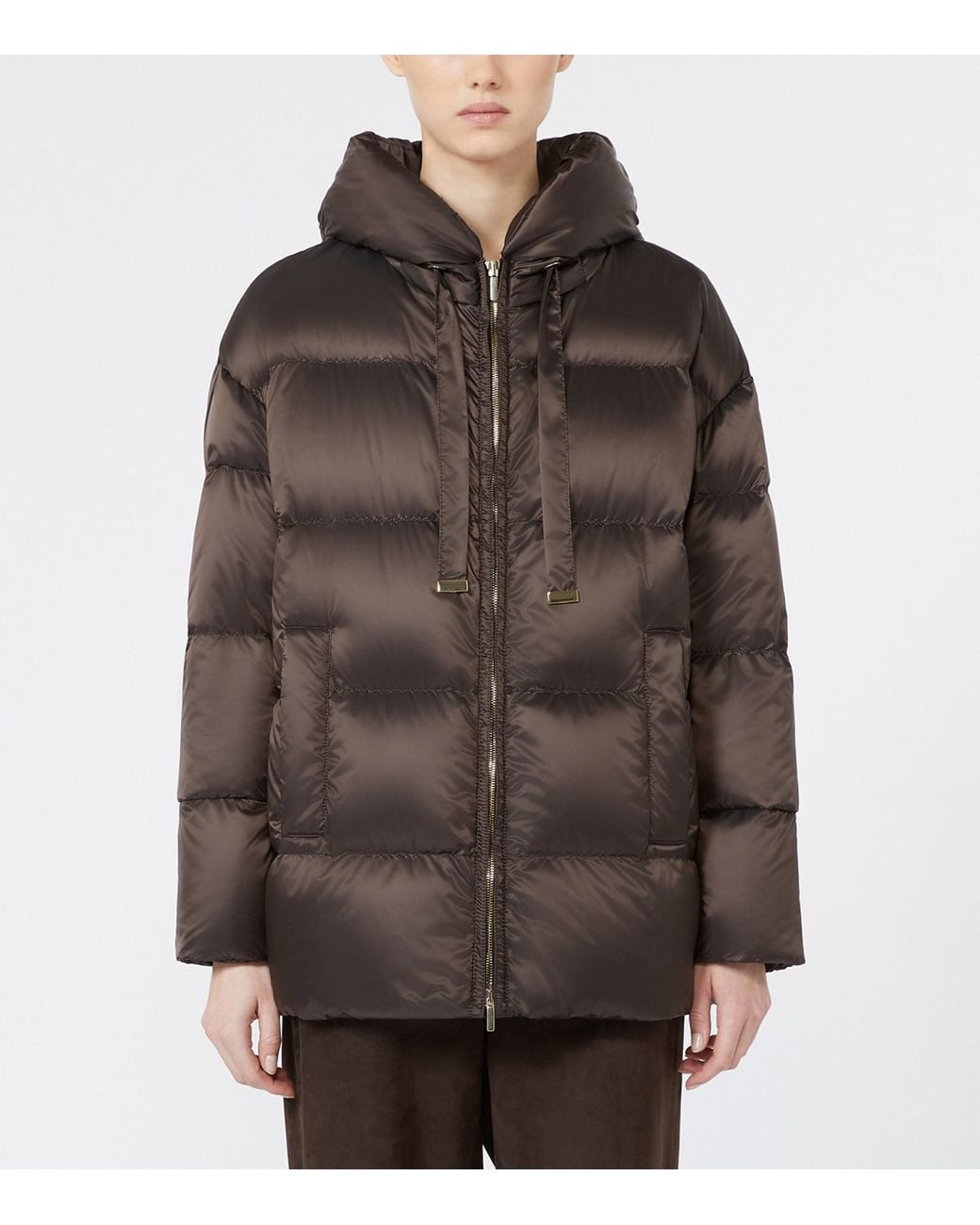 Max Mara Brown Hooded Puffer Jacket