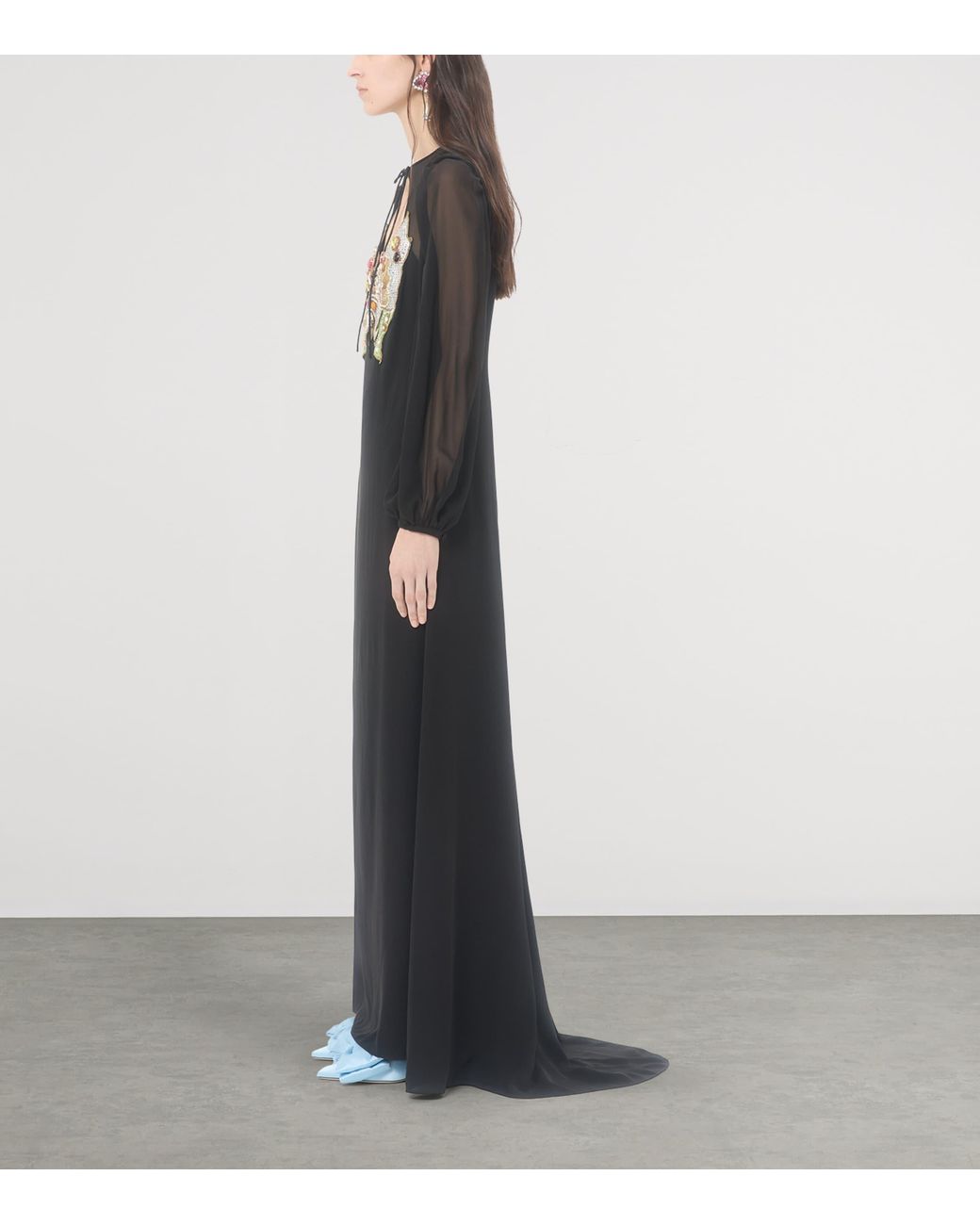 Valentino Black Embellished Georgette Gown