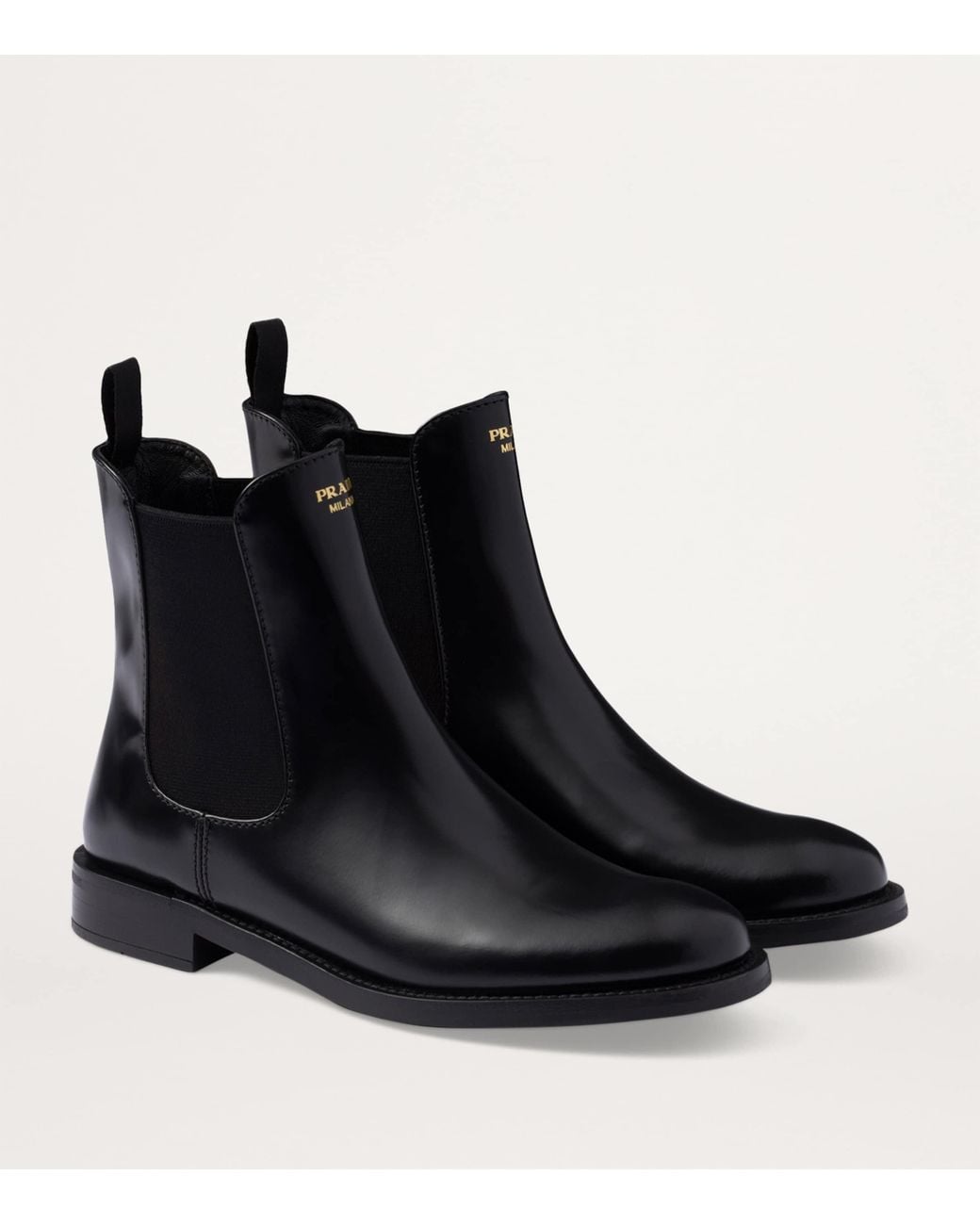 Prada Black Brushed Leather Ankle Boots