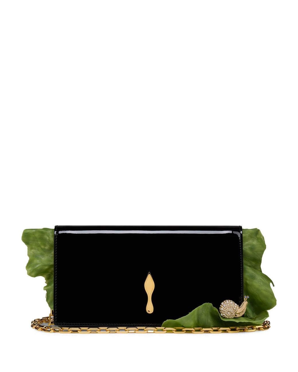 Christian Louboutin Black Bettina Snail Patent Leather Clutch Bag