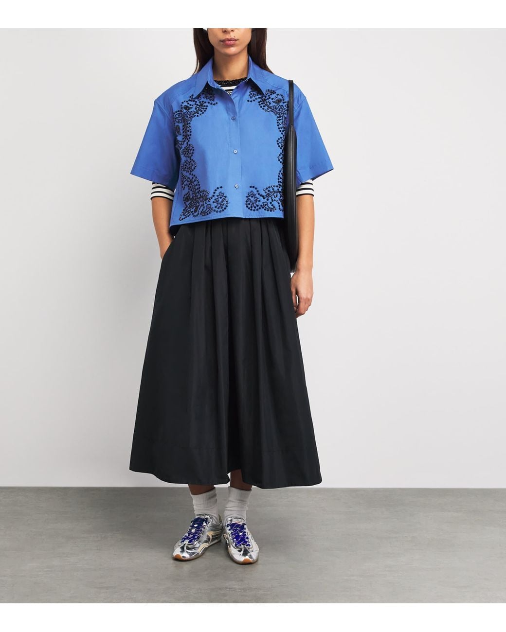 Sandro Blue Cotton Embellished Shirt