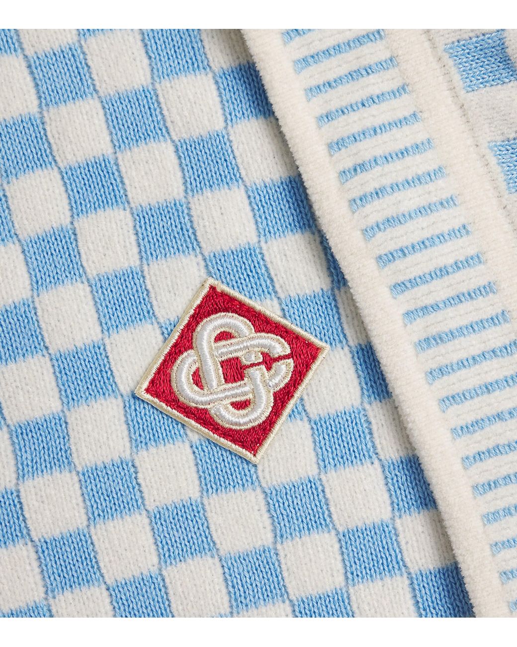 Casablanca Blue Cotton Check T-Shirt for men