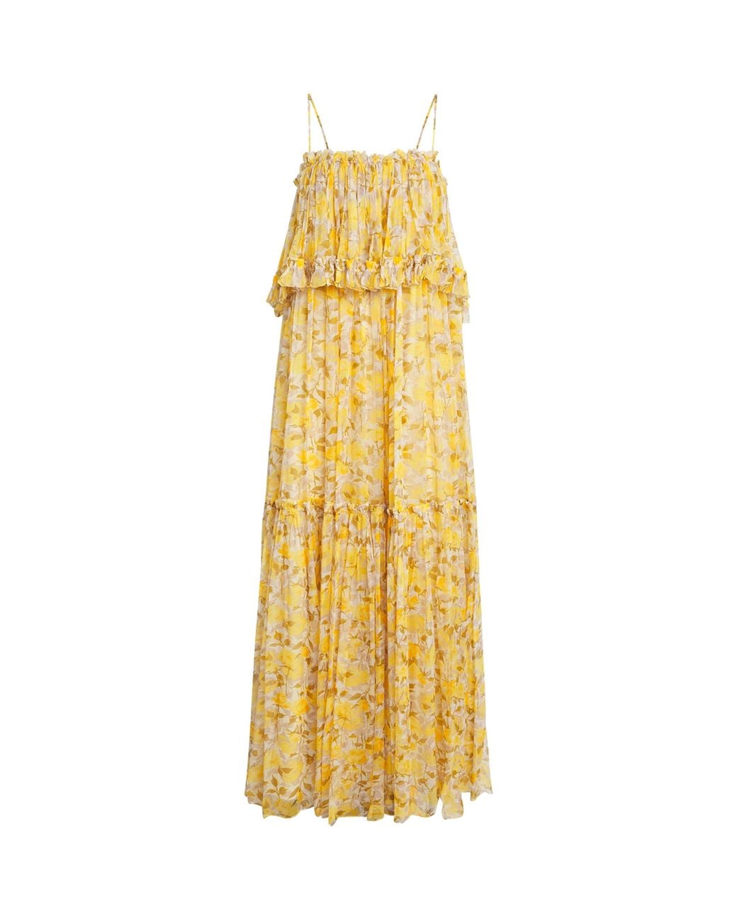 Chloé Metallic Silk Tiered Maxi Dress