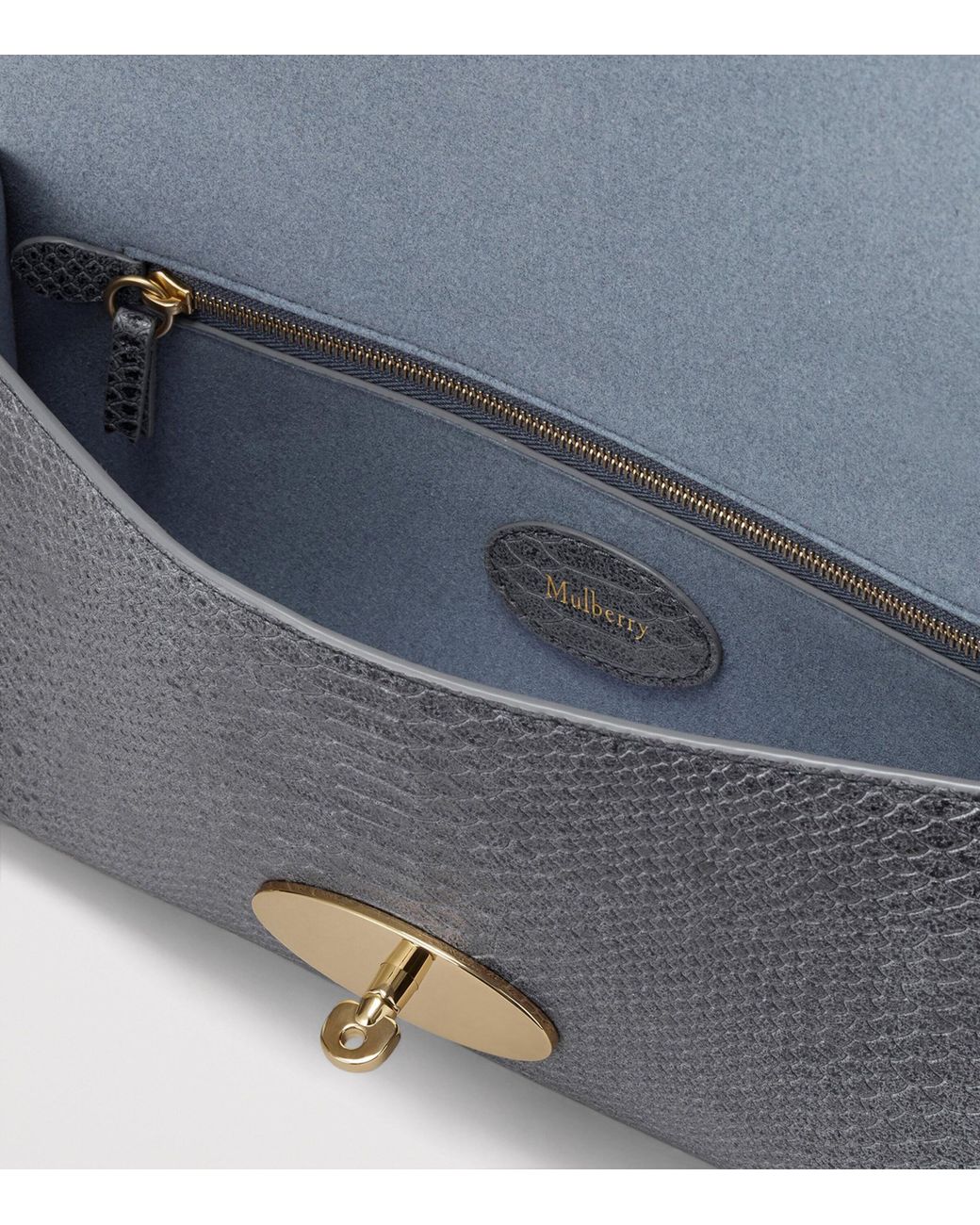 Mulberry Gray Lambskin Lily Clutch Bag