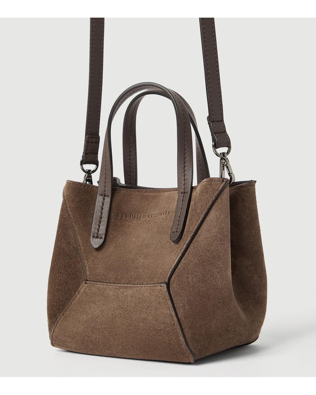 Brunello Cucinelli Brown Mini Suede Bc Duo Tote Bag