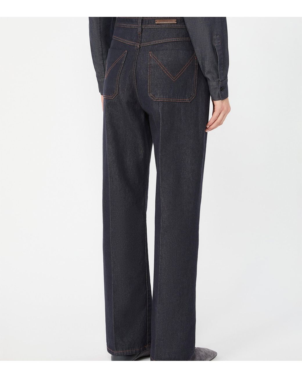 Max Mara Blue Cotton Chambray Trousers