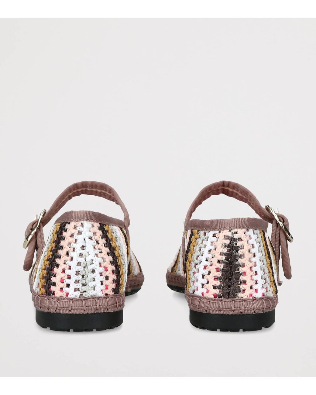Flabelus Multicolor Raffia Stripe Pierre Ballet Flats