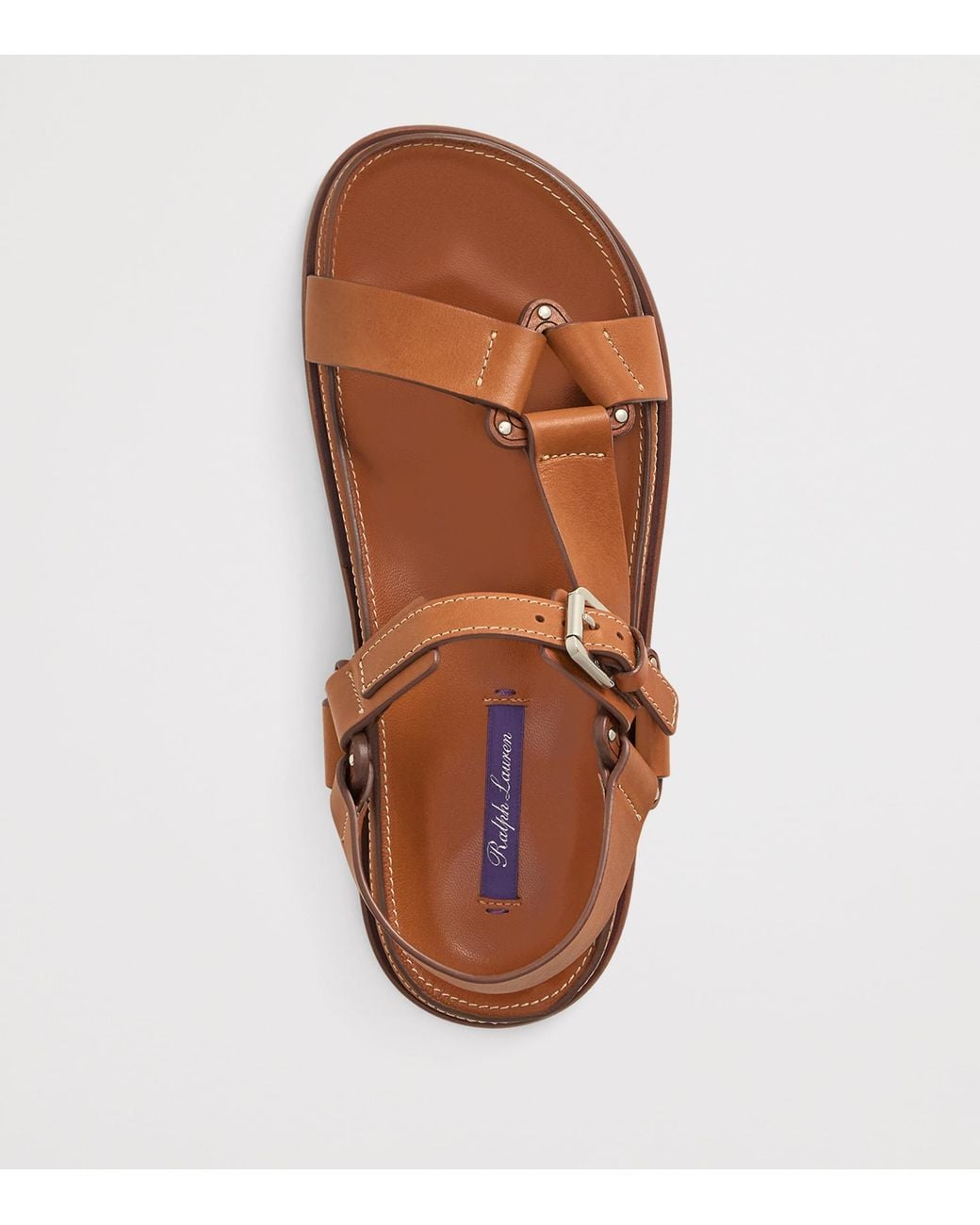 Ralph Lauren Brown Leather Nolen Flat Sandals