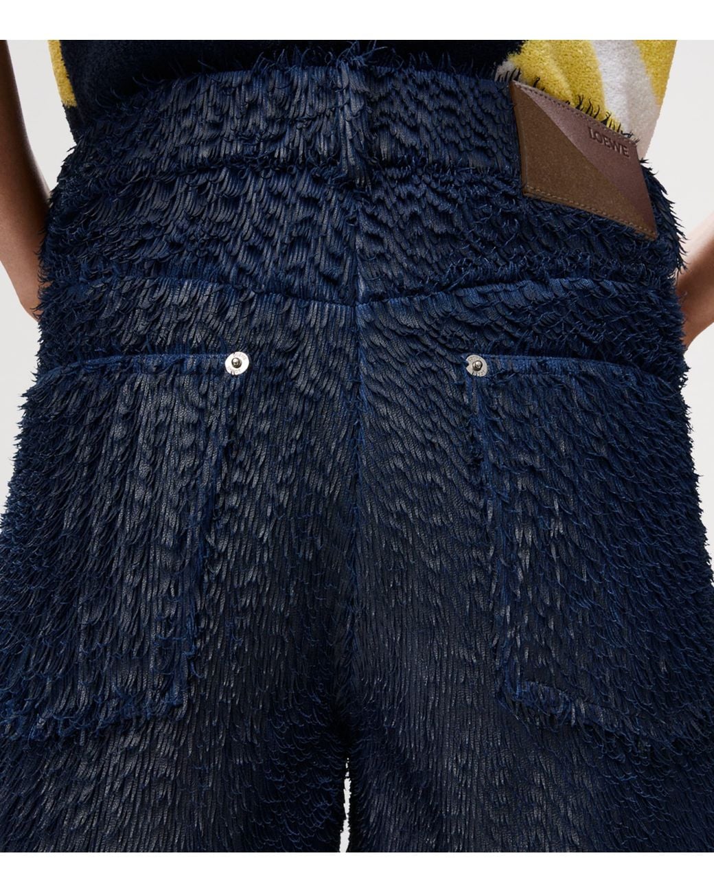 Loewe Blue Leather Feather Shorts