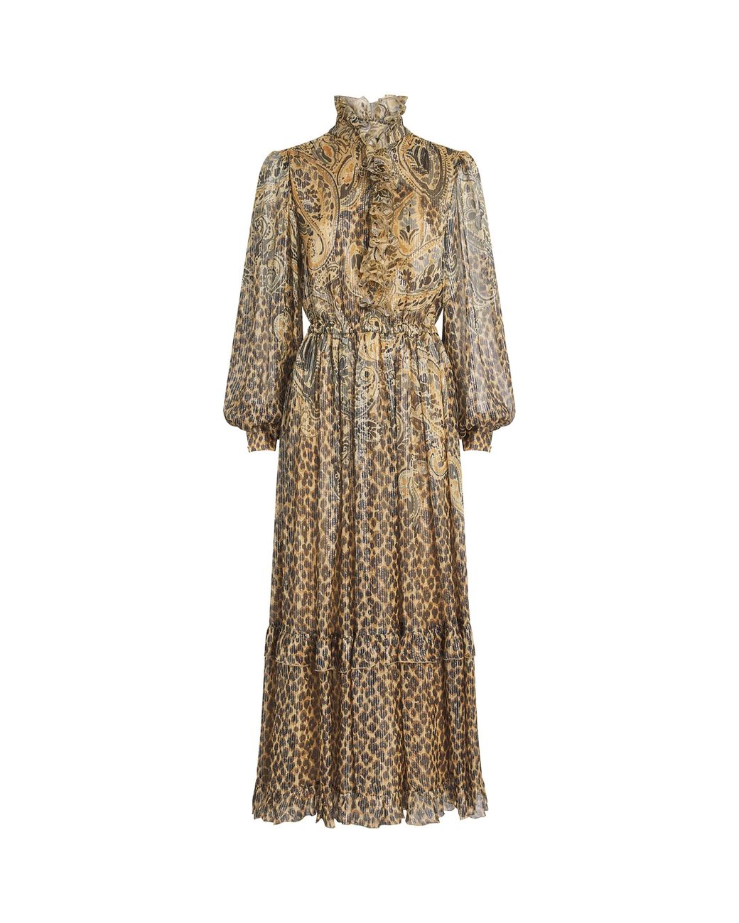Etro Natural Silk-Blend Leopard Midi Dress