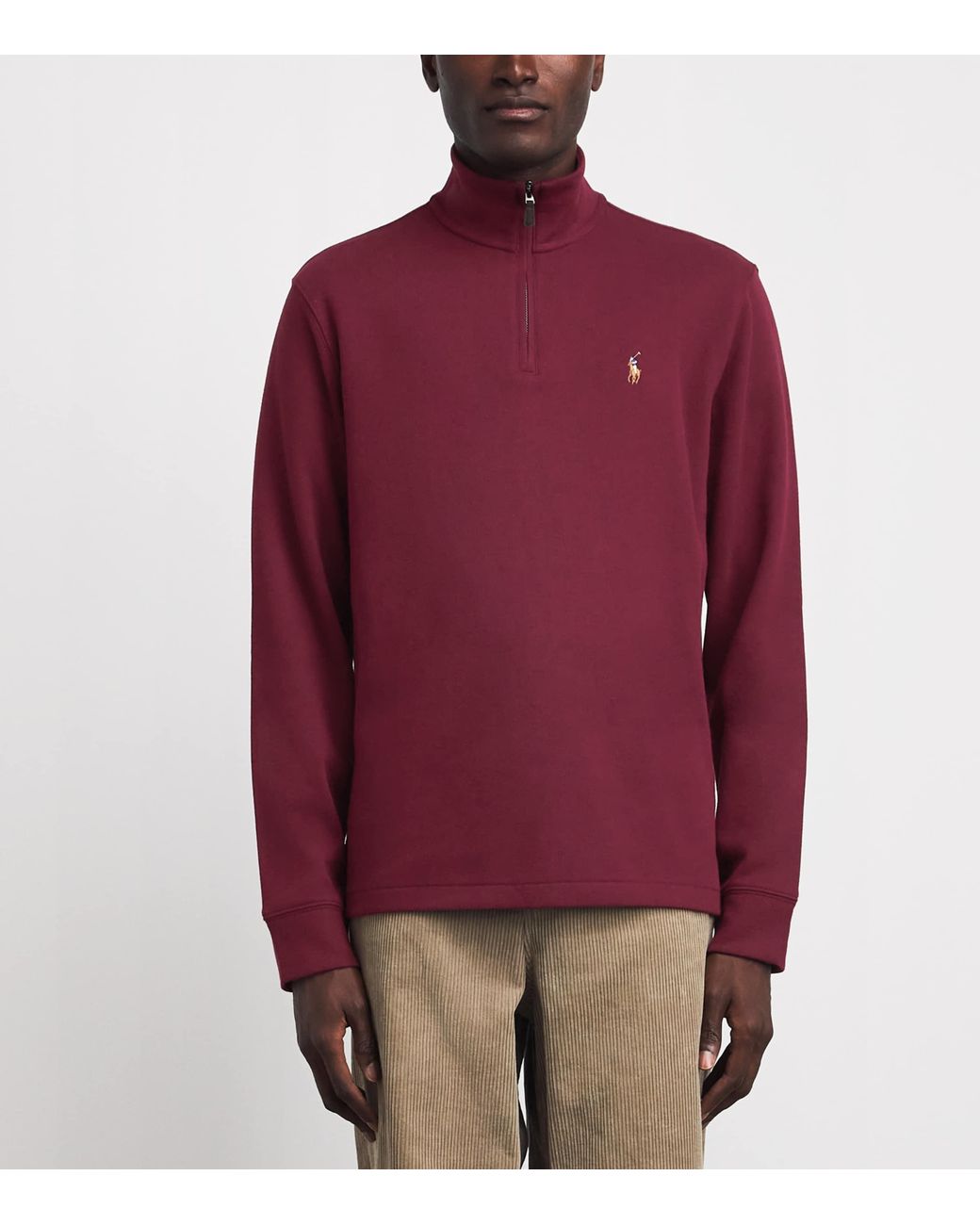 Polo Ralph Lauren Red Estate-Rib Quarter-Zip Sweater for men