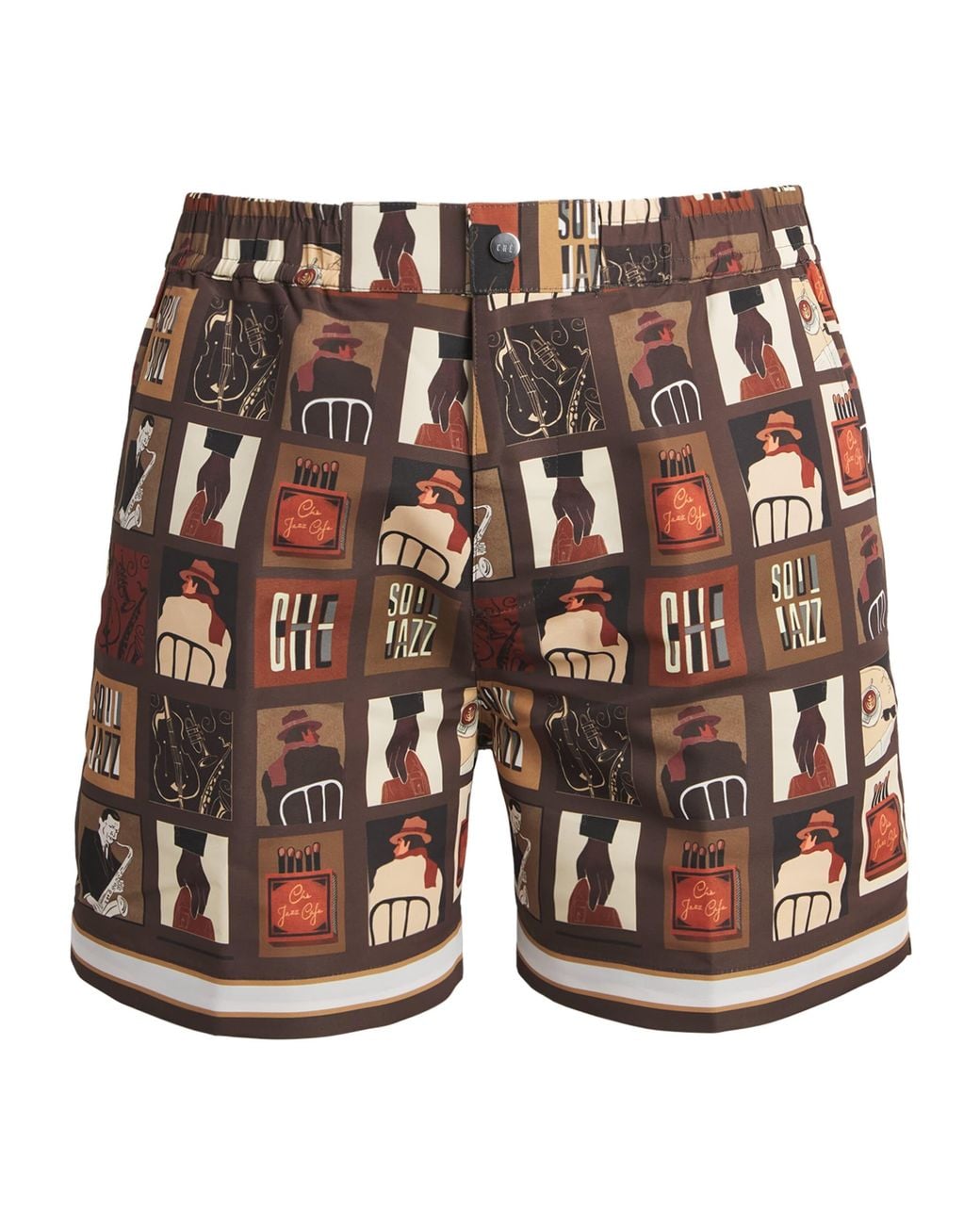 CHE Brown Printed Wilson Swim Shorts for men