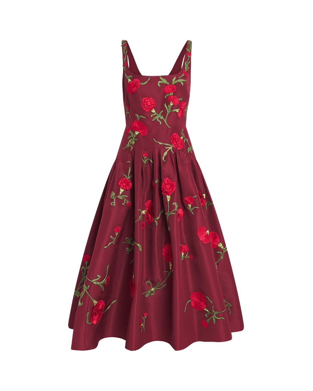 Carolina Herrera Silk Floral Embroidered Midi Dress